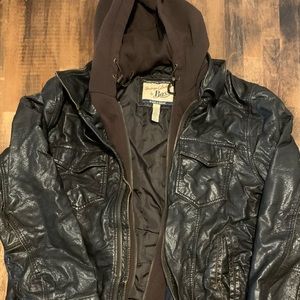 Heritage Collection by Bass Faux Leather Hooded Jacket - L